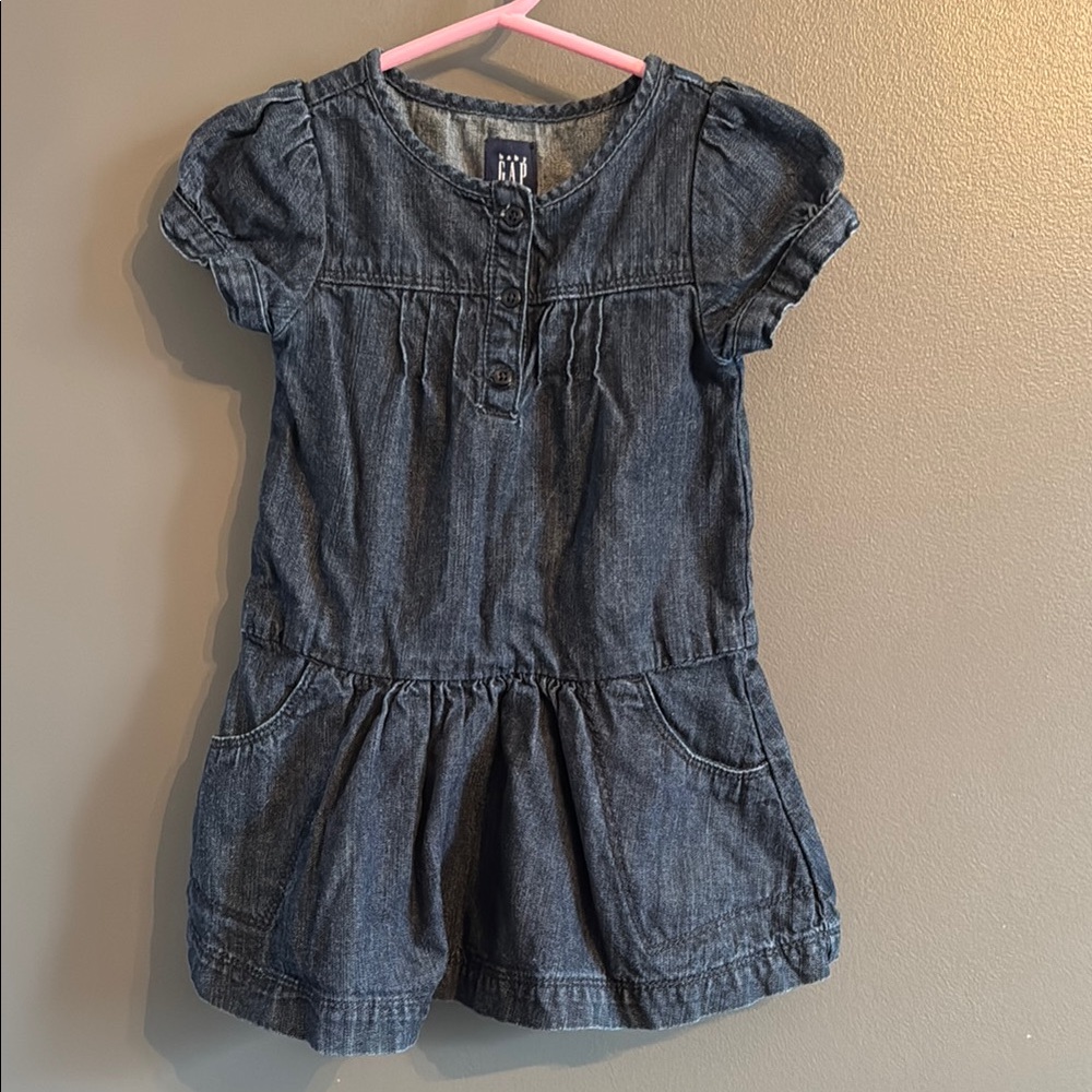 GAP Blue Buttoned Casual Dress with Front Pockets